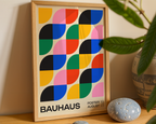Väggmockup av Bauhaus Leaf affisch på ljus tegelvägg – Bozetto konsttryck i hög tryckkvalitet