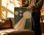 Mockup av Dark Side of the Moon affisch på vägg – köp enkelt hos Bozetto i hög kvalitet
