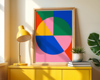 Mockup av Bauhaus Geometric Balance affisch på vägg – köp enkelt hos Bozetto i hög kvalitet