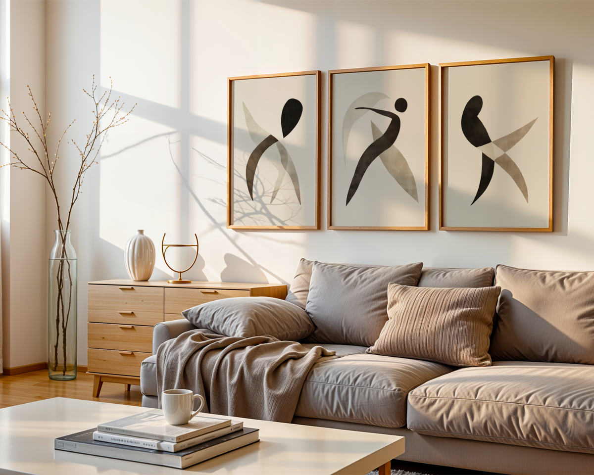Mockup av Abstract Motion affisch på vägg – köp enkelt hos Bozetto i hög kvalitet