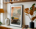 Mockup av Wheels & Citrus affisch på vägg – köp enkelt hos Bozetto i hög kvalitet
