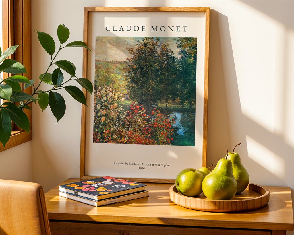 Claude Monet Garden At poster visualiserad på vägg – från Bozetto i hög kvalitet