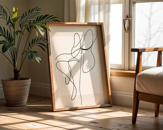 Framed Abstract Line Flow Poster