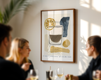 Mockup av UNE CARESSE D'AGRUME Drink affisch på vägg – köp enkelt hos Bozetto i hög kvalitet