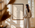 Mockup av Entwined Bodies Line Art affisch på vägg – köp enkelt hos Bozetto i hög kvalitet