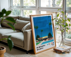 Hiroshi Nagai Poolside Cafe poster visualiserad på vägg – från Bozetto i hög kvalitet