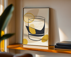 Mockup av Golden Abstract Drink affisch på vägg – köp enkelt hos Bozetto i hög kvalitet