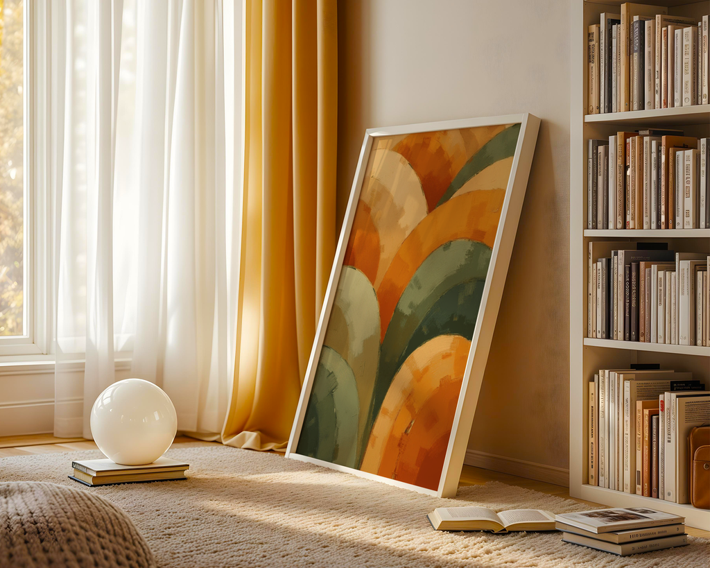 Abstract Rolling Colors poster visualiserad på vägg – från Bozetto i hög kvalitet