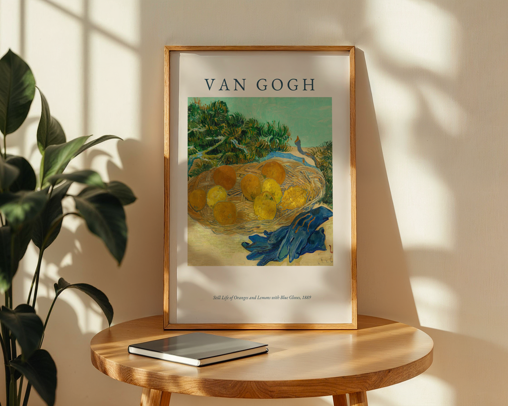 Mockup av Van Gogh Oranges And Lemons affisch på vägg – köp enkelt hos Bozetto i hög kvalitet