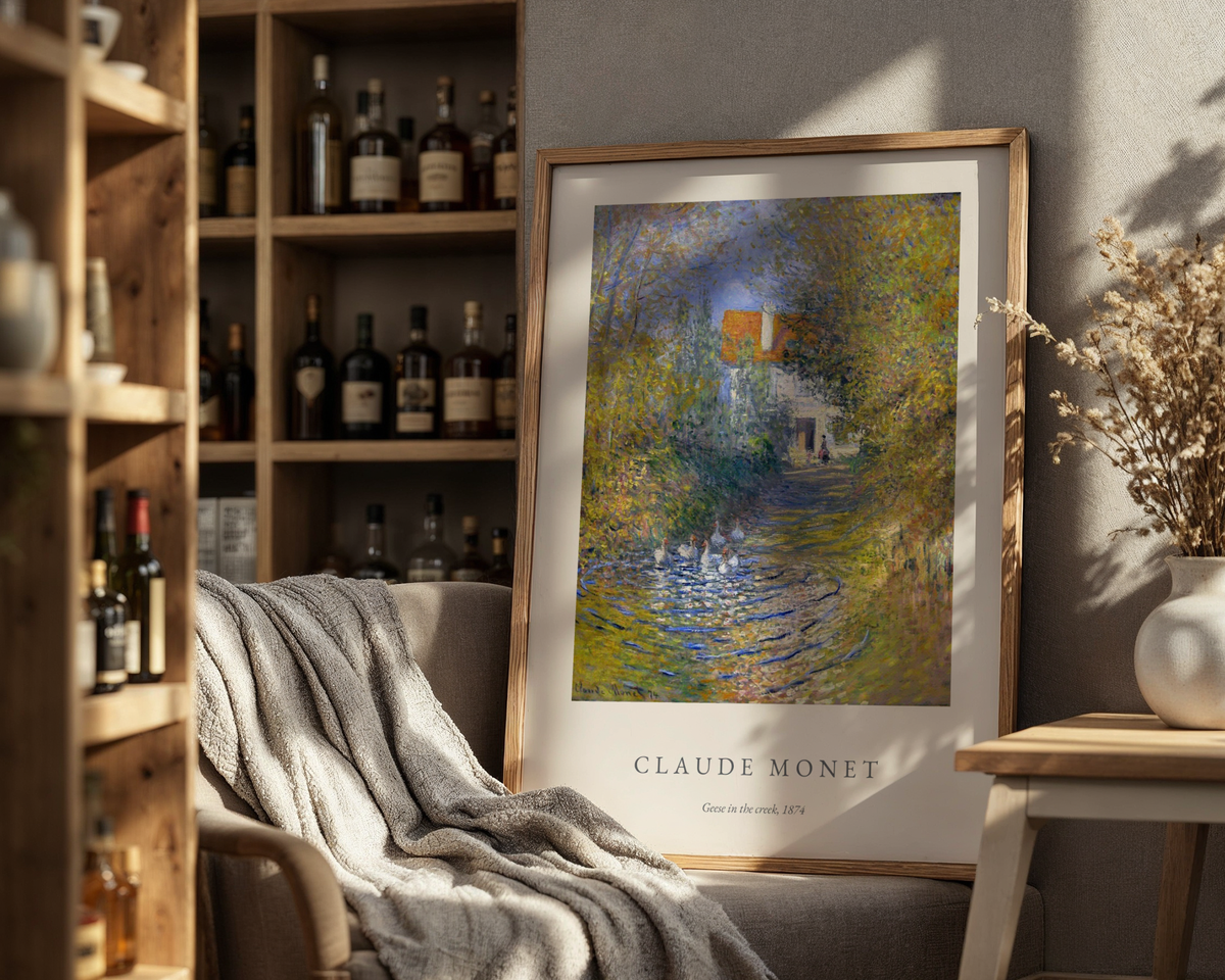 Claude Monet Geese In The poster visualiserad på vägg – från Bozetto i hög kvalitet