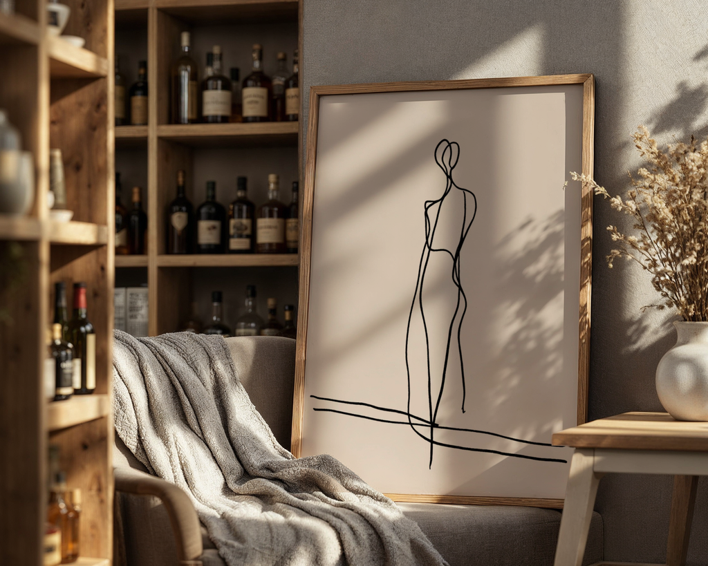 Mockup av Still Standing affisch på vägg – köp enkelt hos Bozetto i hög kvalitet