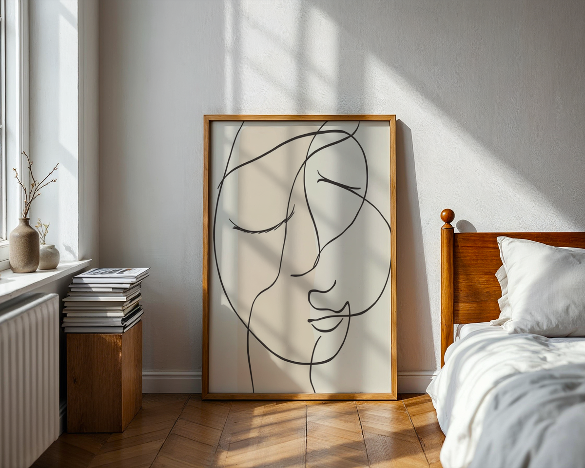 Mockup av Inner Serenity affisch på vägg – köp enkelt hos Bozetto i hög kvalitet