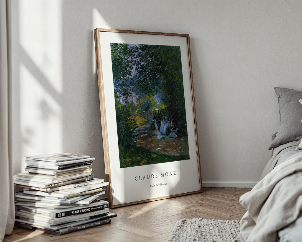 Mockup av Claude Monet At the parc affisch på vägg – köp enkelt hos Bozetto i hög kvalitet