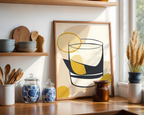 Väggmockup av Golden Abstract Drink affisch på ljus vägg – Bozetto konsttryck – nr 3