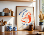 Mockup av Get Coffee And Croissant affisch på vägg – köp enkelt hos Bozetto i hög kvalitet