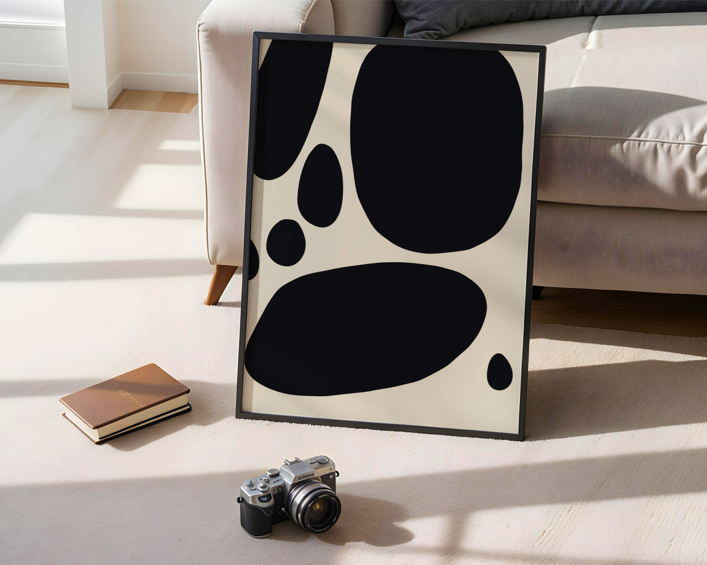 Väggmockup av Bold Shapes affisch på ljus tegelvägg – Bozetto konsttryck i hög tryckkvalitet