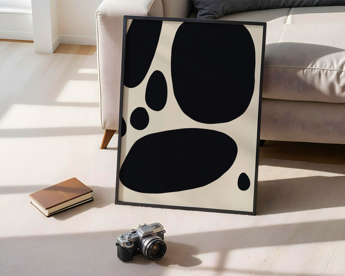 Väggmockup av Bold Shapes affisch på ljus tegelvägg – Bozetto konsttryck i hög tryckkvalitet