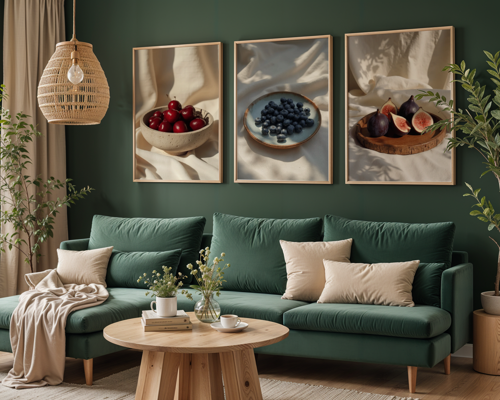 Mockup av Fresh Blueberry affisch på vägg – köp enkelt hos Bozetto i hög kvalitet