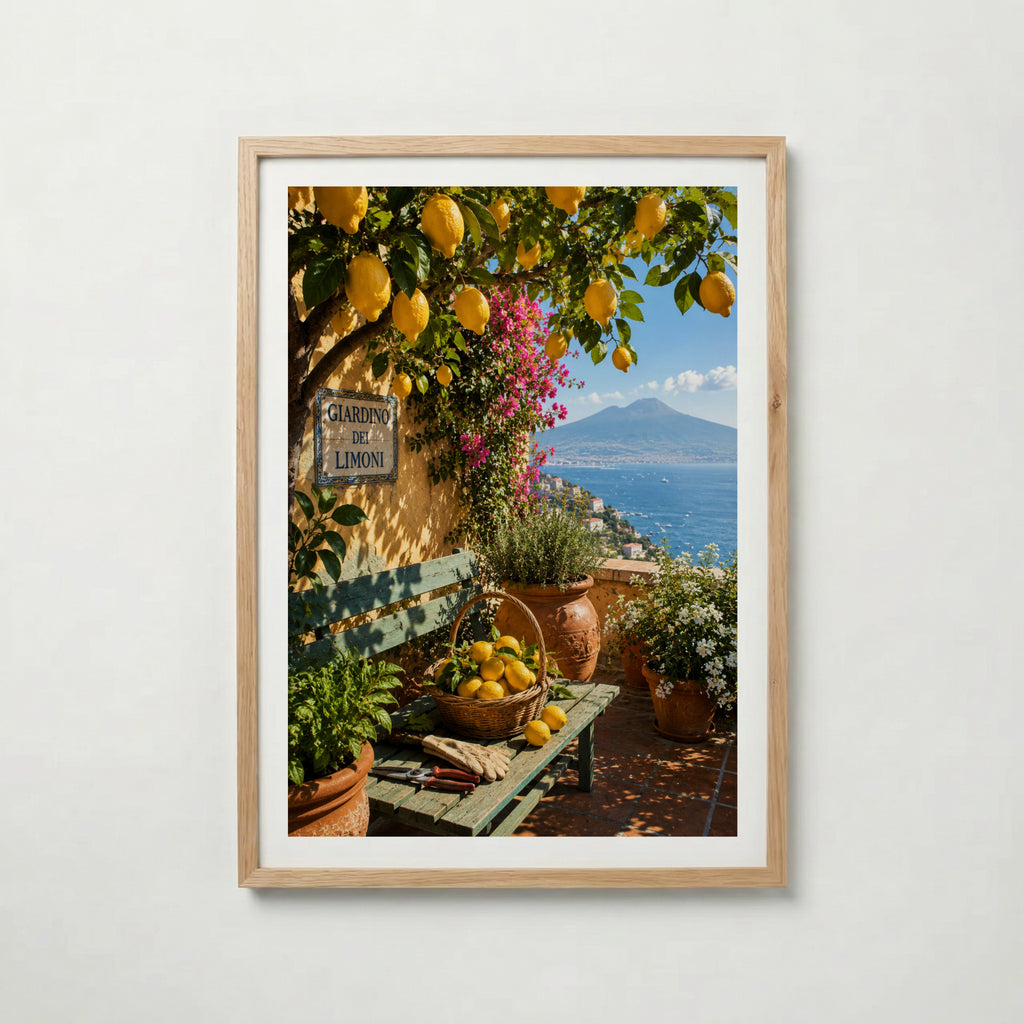 Marco Ricci Giardino dei Limoni Poster – solig citrusträdgård längs Sorrentokysten i södra Italien