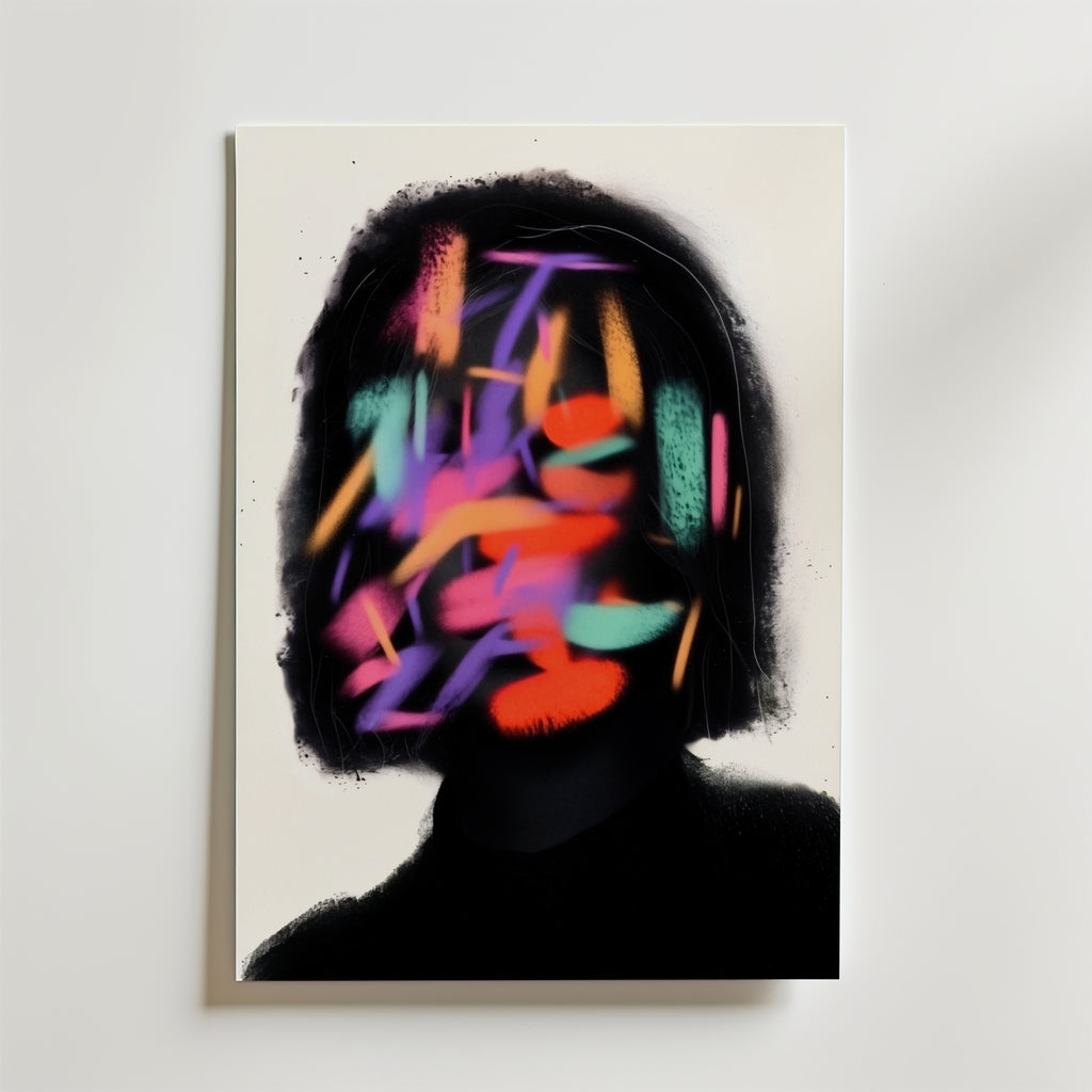 Glitch Persona Portrait – stilfullt konsttryck från Bozetto, tryckt på matt finpapper