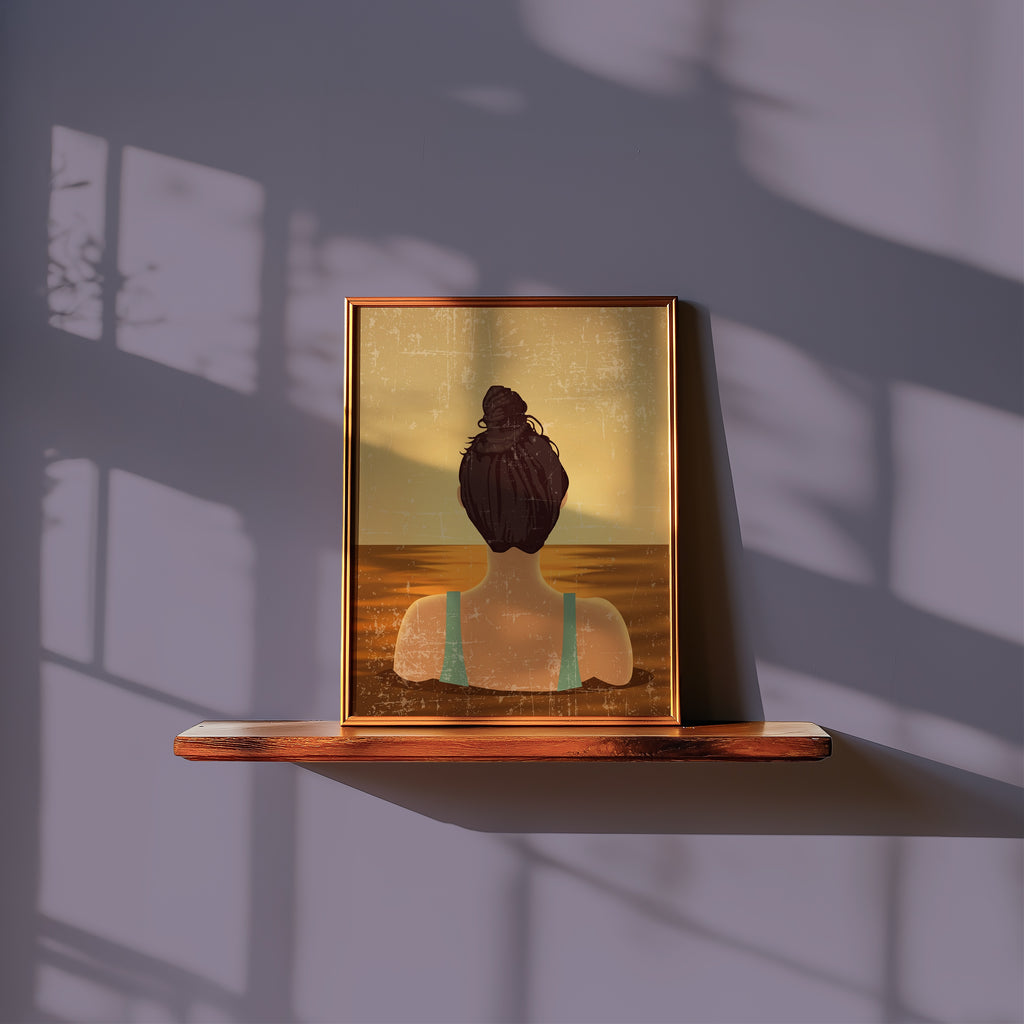 Golden Horizon Poster med valnötsram