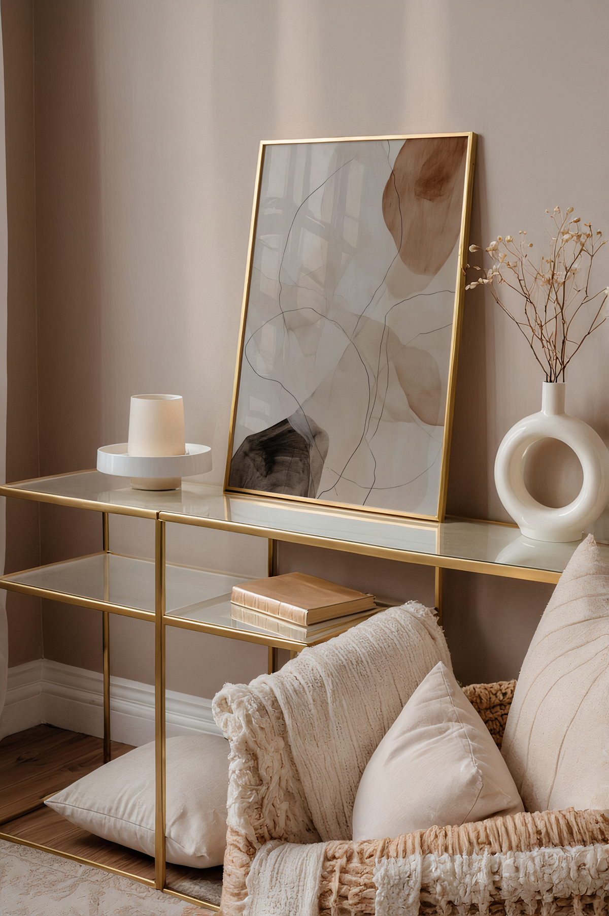 Mockup av Whispering Shapes affisch på vägg – köp enkelt hos Bozetto i hög kvalitet