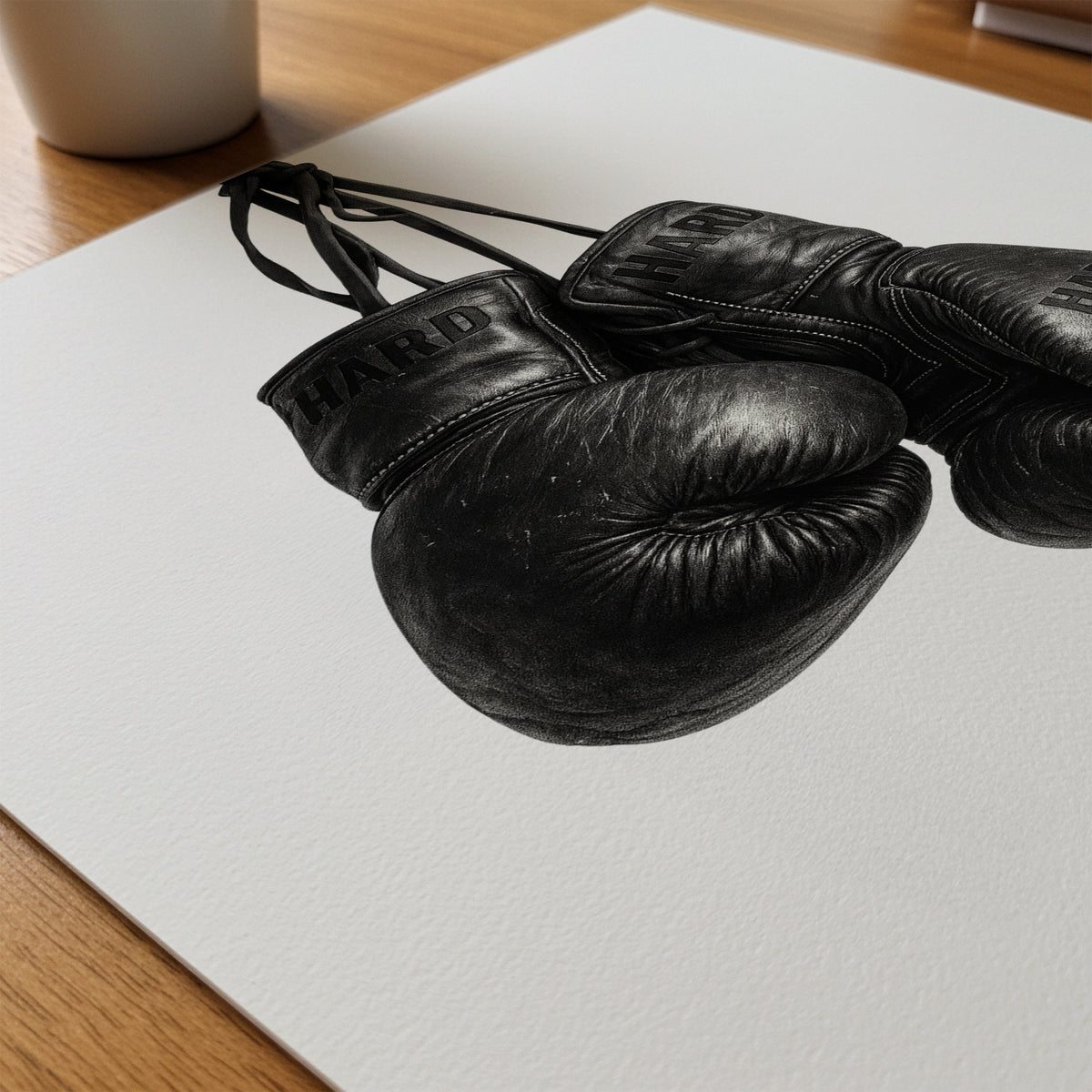 Worn Boxing Gloves Poster – närbild på papper