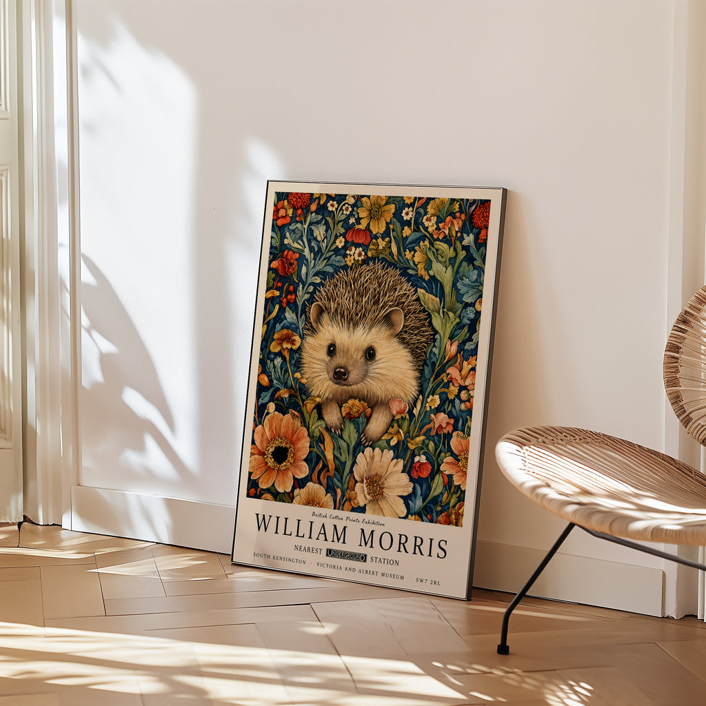 Hedgehog in Bloom Poster med svart ram