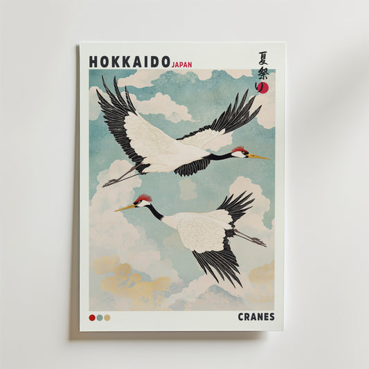 Hokkaido Cranes Poster
