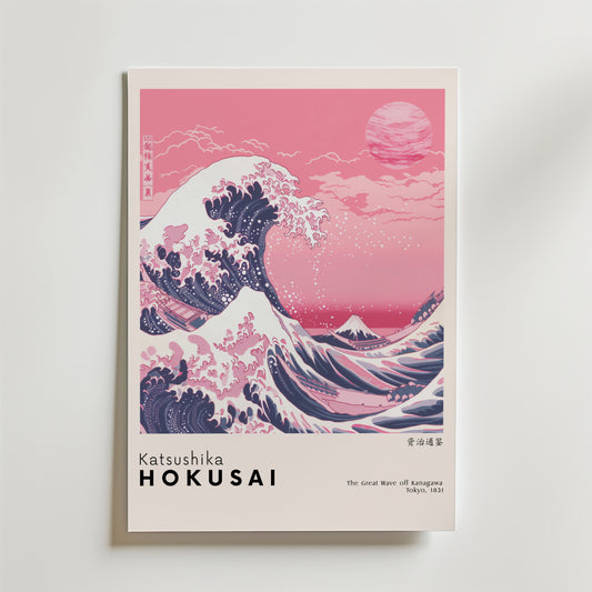 Hokusai Pink Wave Poster