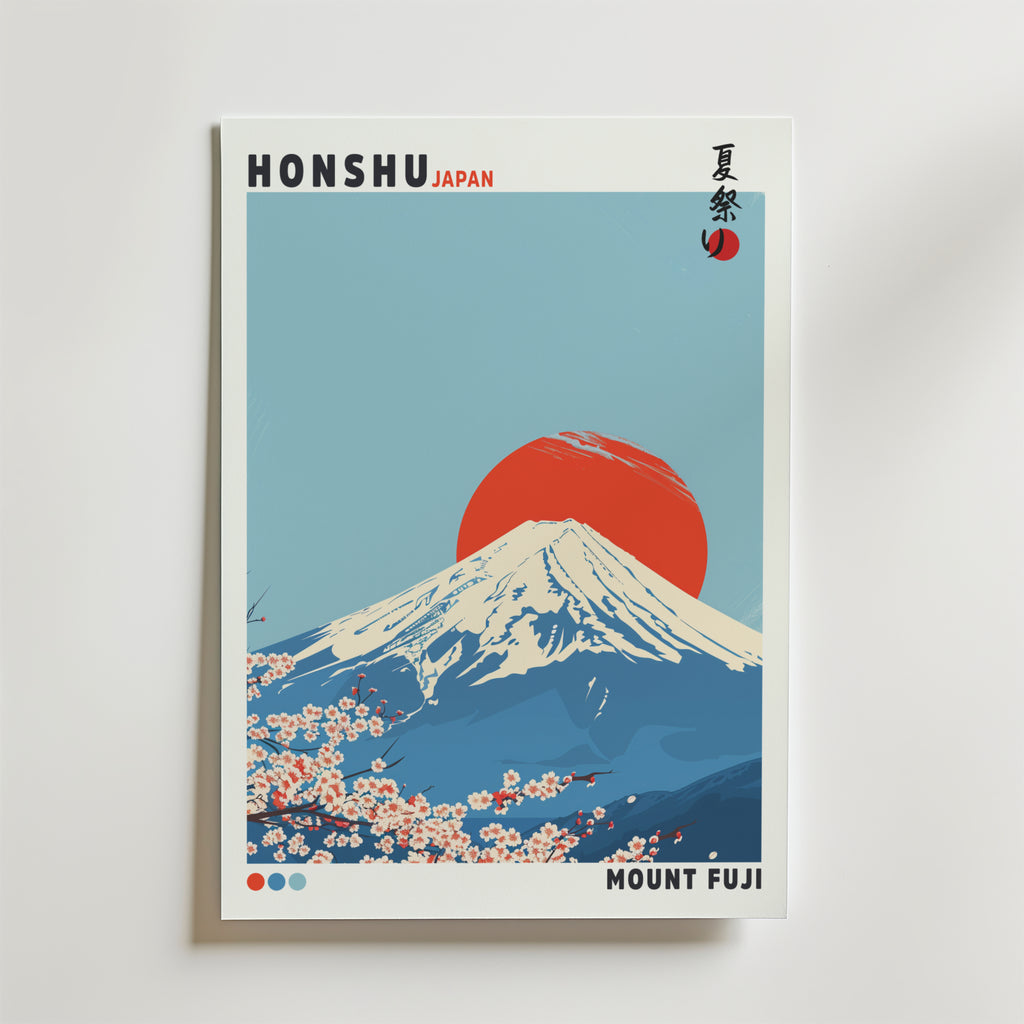 Cherry Blossom Mountain – stilfullt konsttryck från Bozetto, tryckt på matt finpapper
