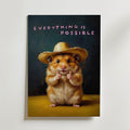 Hopeful Hamster Poster – leende hamster i sombrero med texten Everything is Possible