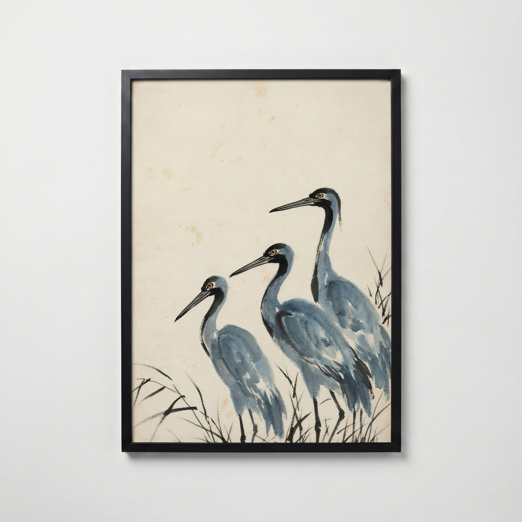 Ink Storks Poster i svart ram