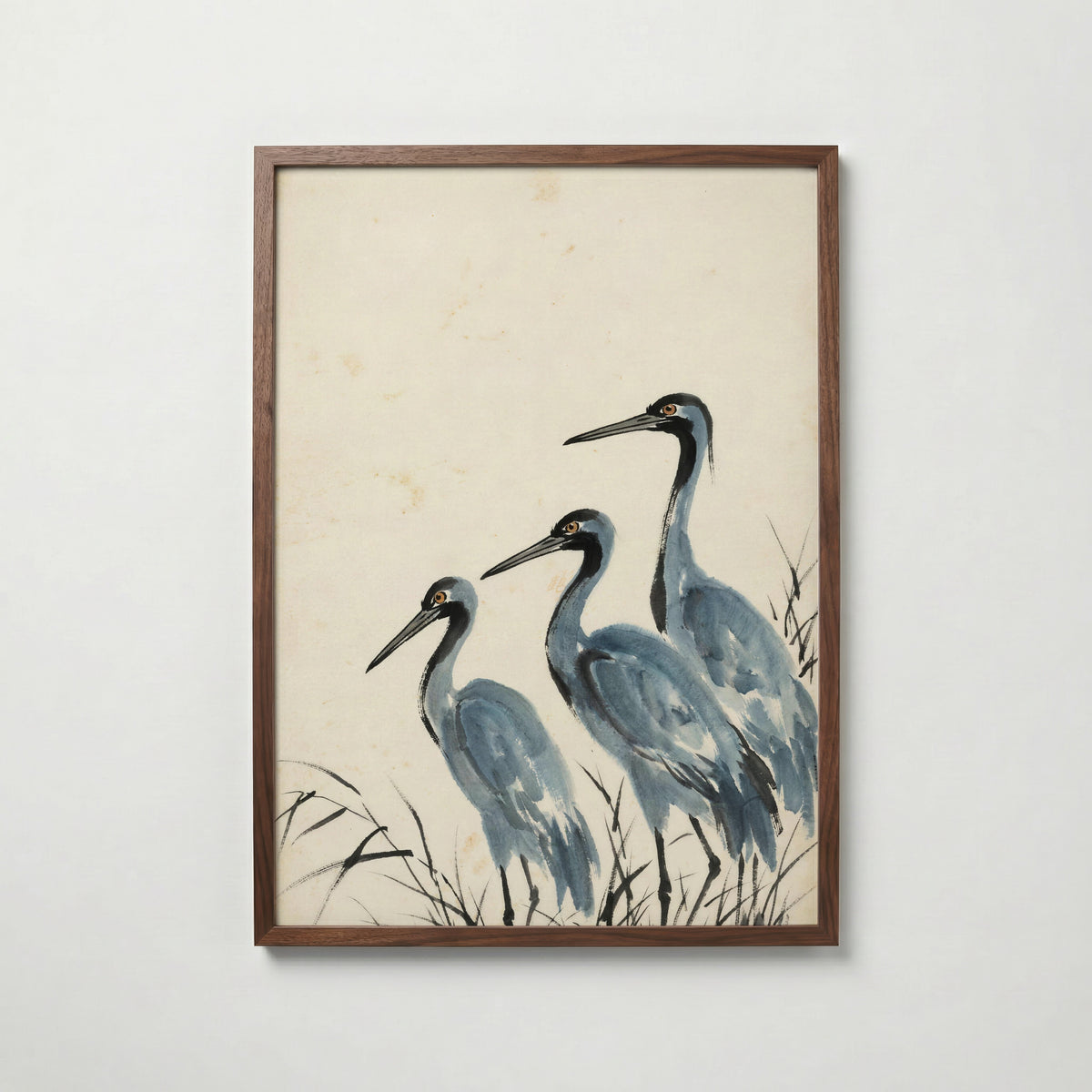 Ink Storks Poster i valnötsram