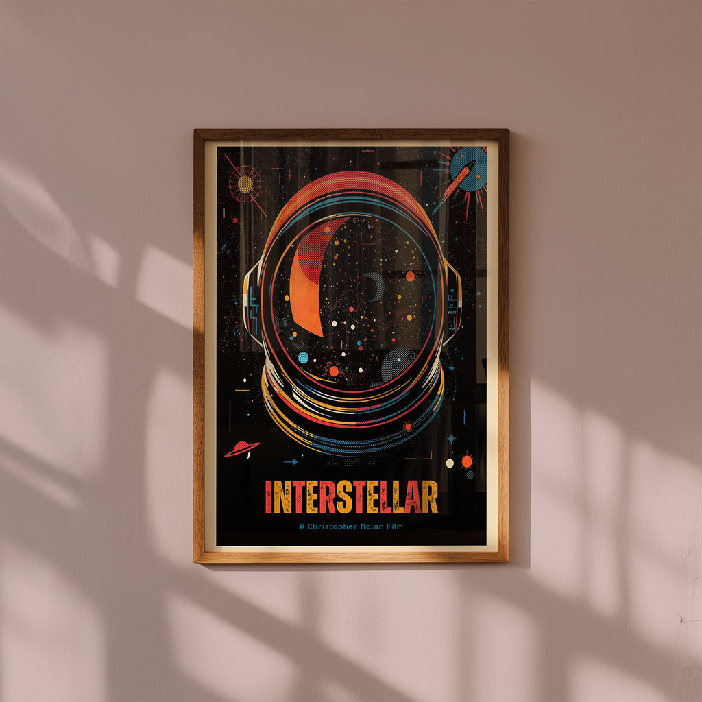 Väggmockup av Interstellar affisch på ljus tegelvägg – Bozetto konsttryck i hög tryckkvalitet