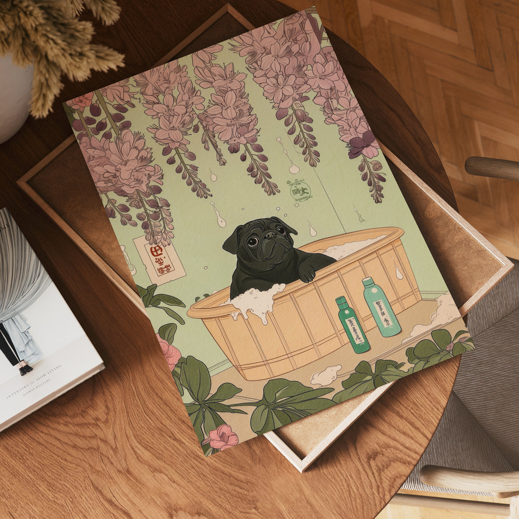 Mockup för Wisteria Spa Dog – se hur affischen ser ut inramad på din vägg, Bozetto