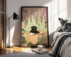 Wisteria Spa Dog poster visualiserad på vägg – se rätt storlek med mockup från Bozetto