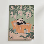 Mockup av Zen Bath Panda affisch på vägg – köp enkelt hos Bozetto i hög kvalitet