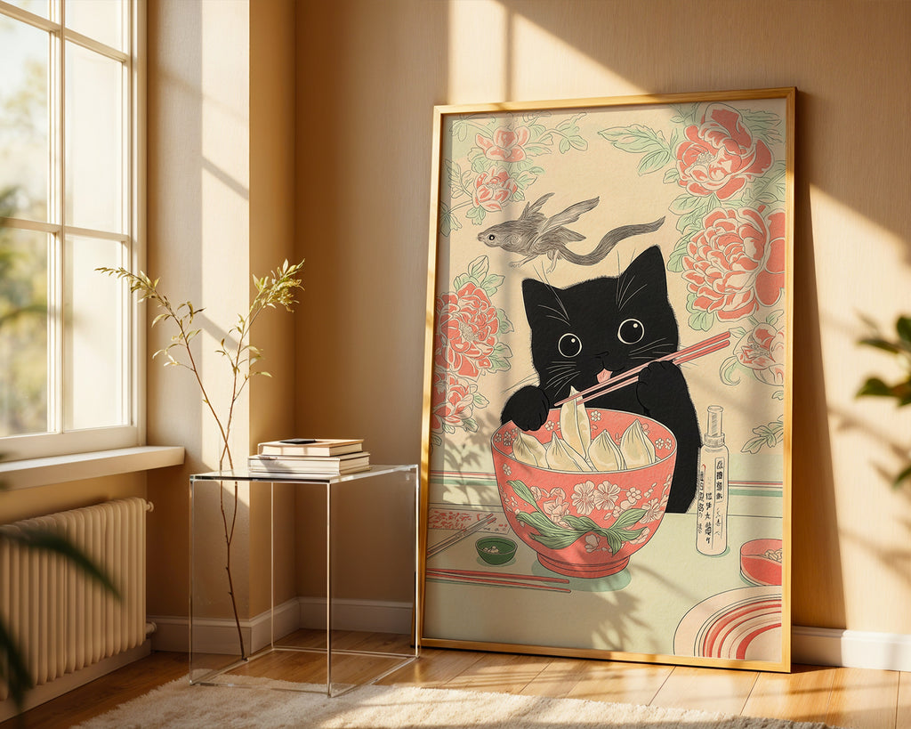 Mockup för Dumpling Cat – se hur affischen ser ut inramad på din vägg, Bozetto i hög tryckkvalitet