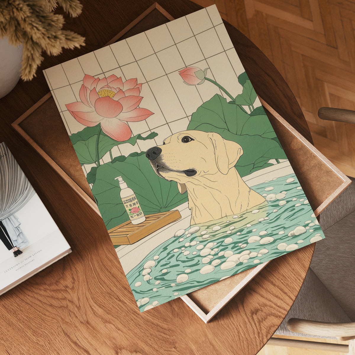 Mockup för Lotus Bath Dog – se hur affischen ser ut inramad på din vägg, Bozetto