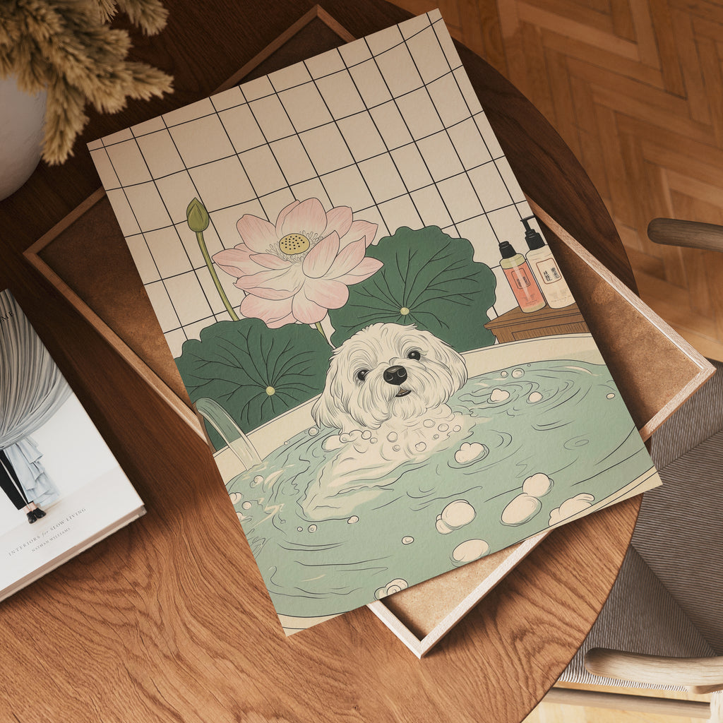Väggmockup av Peaceful Pup Moment affisch på ljus vägg – Bozetto konsttryck – nr 4