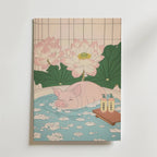 Mockup av Pig In Lotus Bath affisch på vägg – köp enkelt hos Bozetto i hög kvalitet