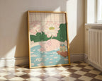 Väggmockup av Pig In Lotus Bath affisch på ljus vägg – Bozetto konsttryck – nr 2