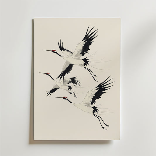 Cranes in Flight Poster