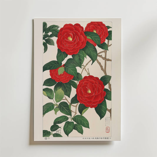 Japan Red Flower Poster