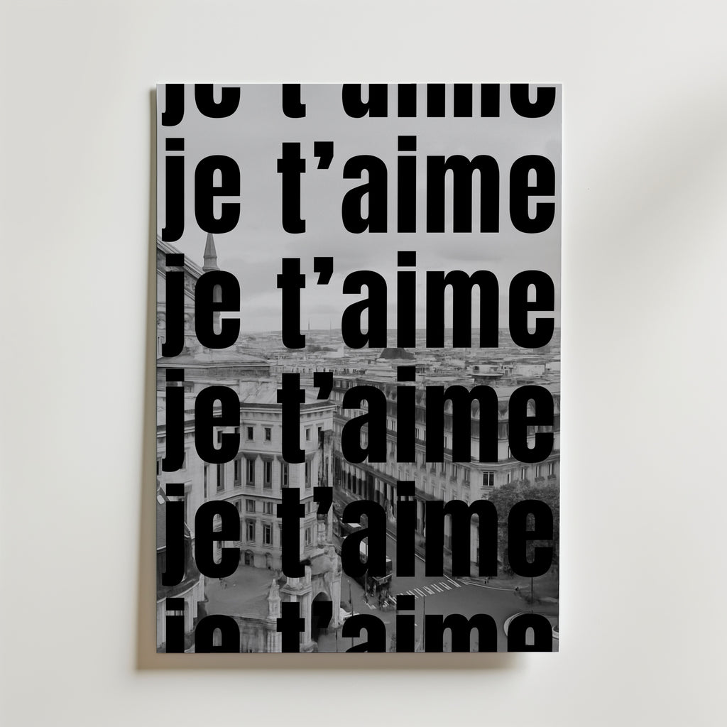 Je T'aime Paris Poster – canvas utan passepartout