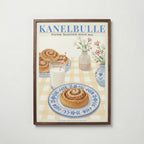 Kanelbulle konsttryck på vit bakgrund – elegant Bozetto affisch för hemmet i hög tryckkvalitet