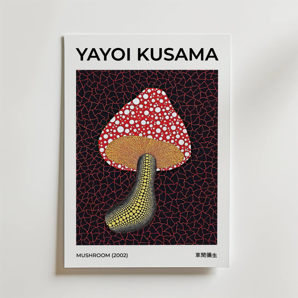 Yayoi Kusama Mushroom 2002 – stilfullt konsttryck från Bozetto, tryckt på matt finpapper