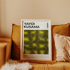 Väggmockup med Yayoi Kusama Optical Field – köp enkelt hos Bozetto affisch i hög kvalitet