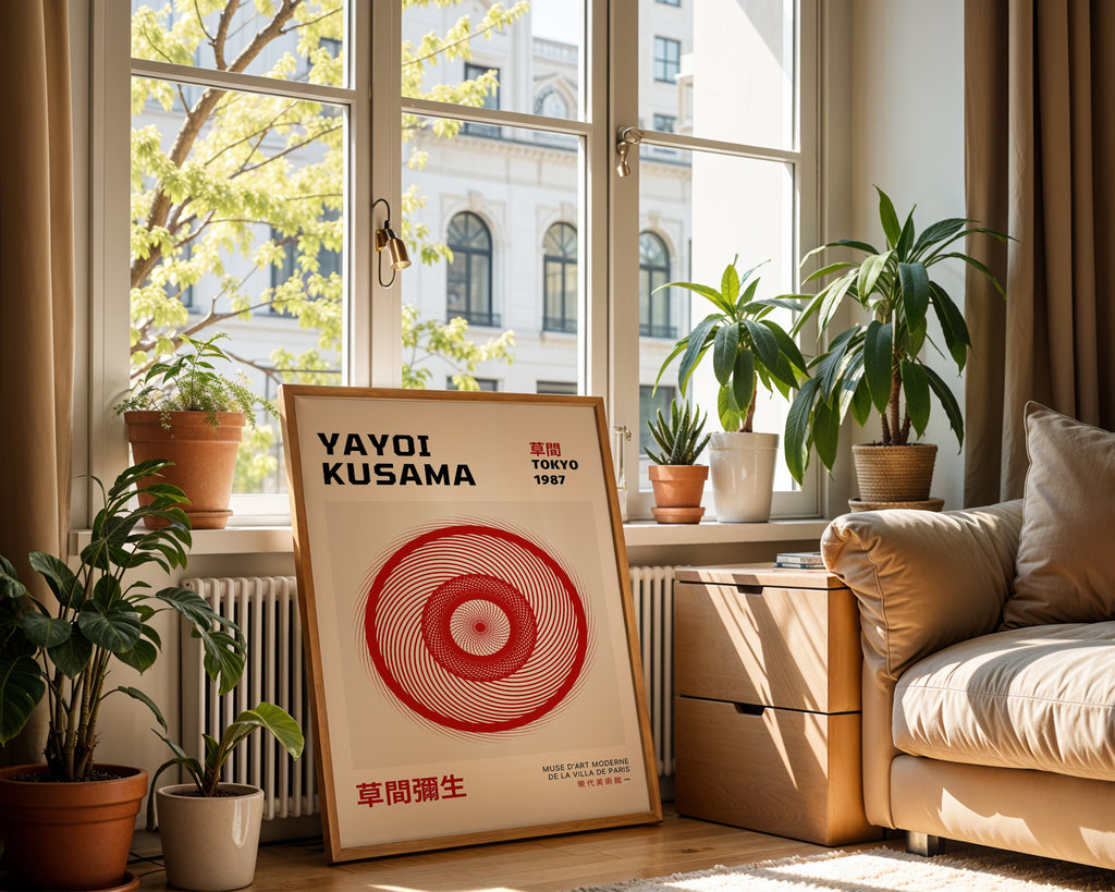 Yayoi Kusama Abstract No. 2 poster visualiserad på vägg – från Bozetto i hög kvalitet